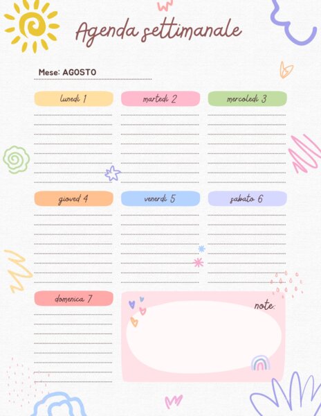 Agenda settimanale - agosto 2022