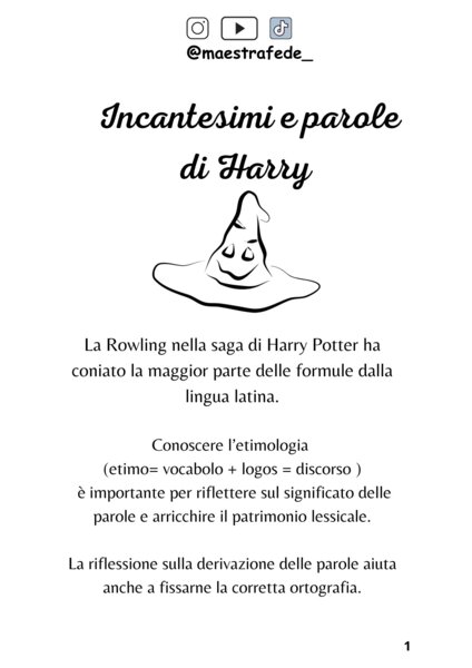 INCANTESIMI E PAROLE DI HARRY POTTER
