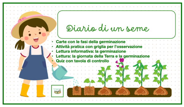 Diario di un seme; carte, letture e attività concrete; classi 2/5