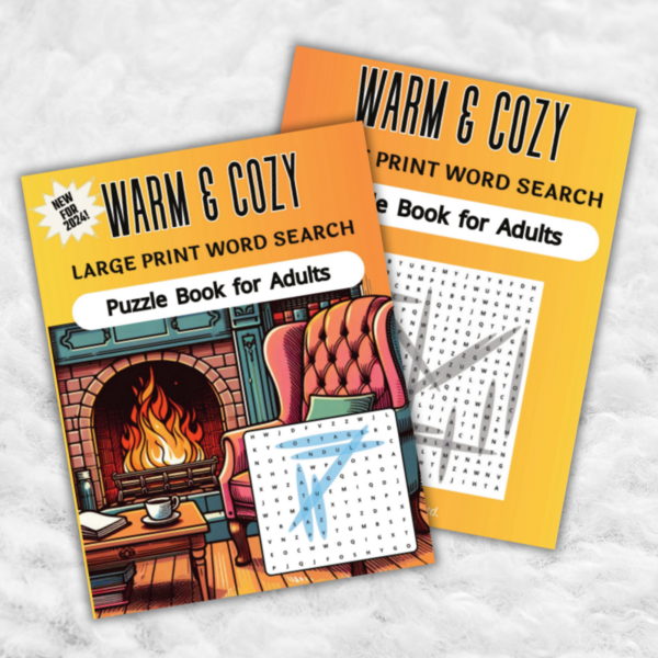 Caldi e accoglienti puzzle di parole in inglese. 56 puzzle a stampa grande per adulti, attività divertente per esercitare la mente con le soluzioni.