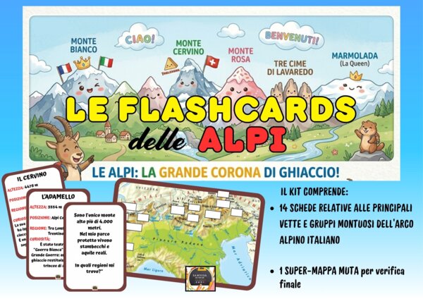 KIT 12 FLASHCARDS sulle ALPI: le principali VETTE dell'arco alpino 🗻🦅