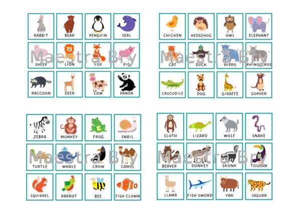 MEMORY ANIMALI IN INGLESE
