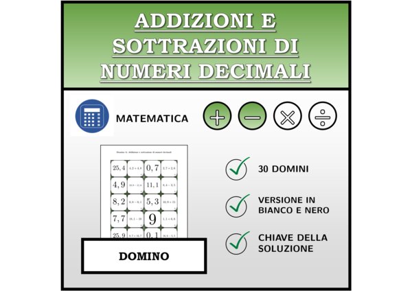 Domino - Addizioni e sottrazioni di numeri decimali | Attività Matematica