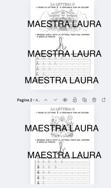 Le lettere del prato e prato-cielo in corsivo