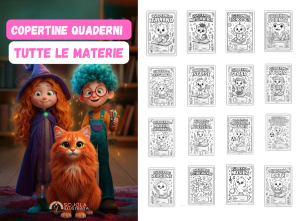 Copertine quaderni da colorare tutte le materie