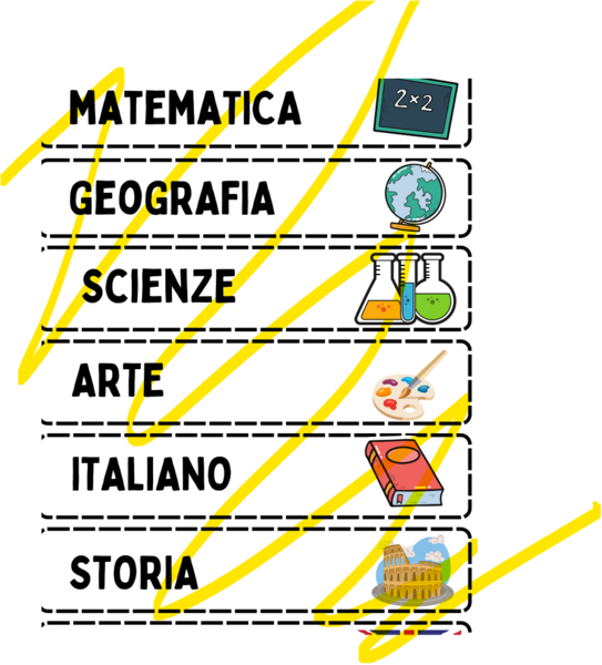 Etichette discipline per agenda visiva.