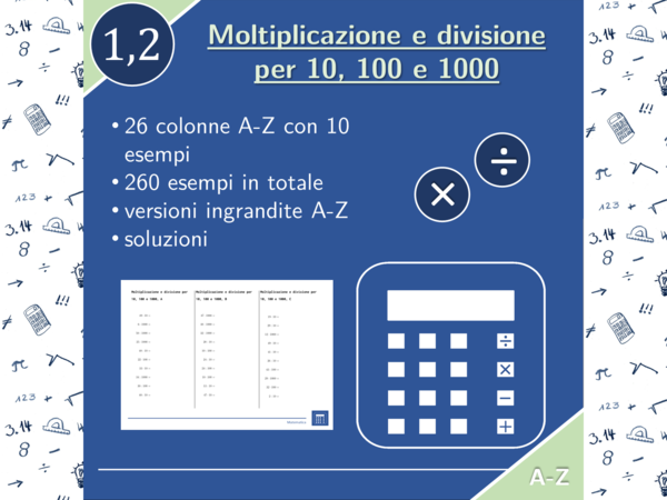 Moltiplicazione e divisione per 10, 100 e 1000 | matematica | 26 colonne