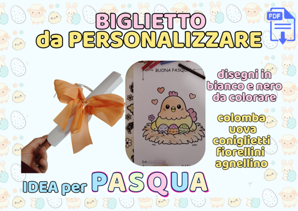 Biglietti di Pasqua da Colorare per Bambini – Auguri Personalizzati, Attività Creativa PDF Stampabile