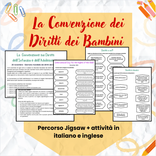 Convenzione dei diritti dei bambini – Percorso Jigsaw + attività in italiano e inglese