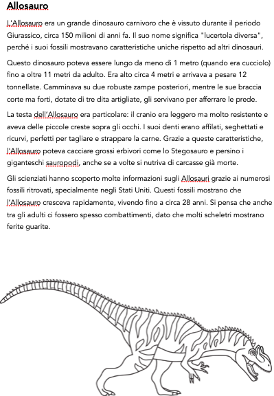 Carta d'identità Dinosauri