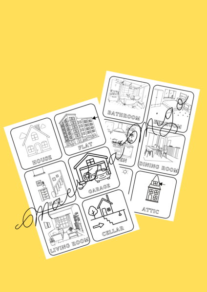 flashcards STANZE DELLA CASA - INGLESE - classe 2