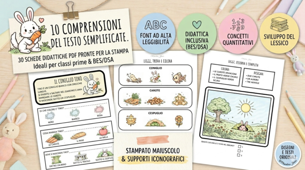 COMPRENSIONI DEL TESTO SEMPLIFICATE - materiale inclusivo - lettura facilitata per BES/DSA