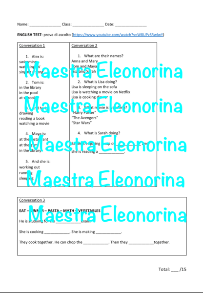 Listening english test - prova di ascolto