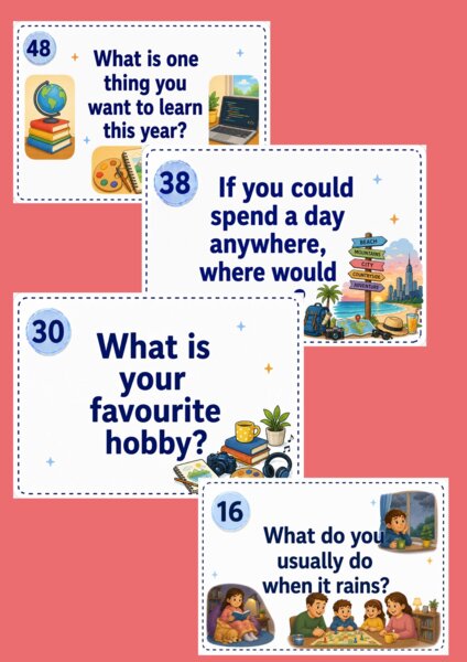 50 English Question Cards – Carte rompighiaccio per inglese | Classi 4–6