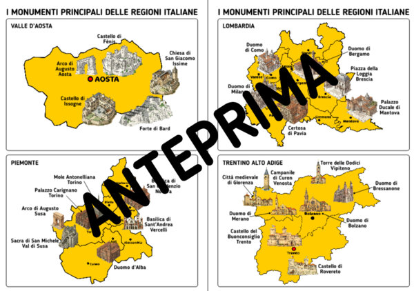 I PRINCIPALI MONUMENTI DELLE REGIONI  ITALIANE - CLASSE QUARTA - SCUOLA PRIMARIA