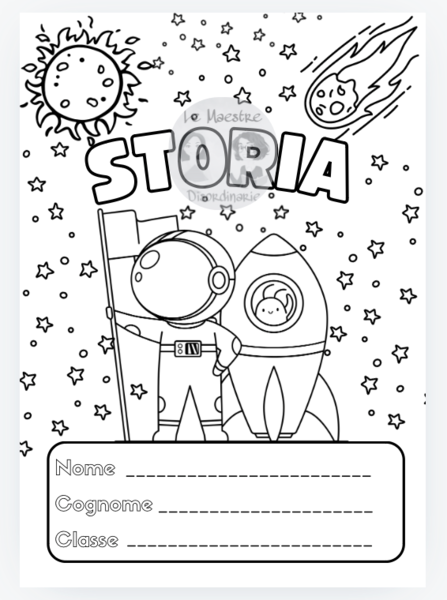 Copertina a tema spaziale quaderno di storia