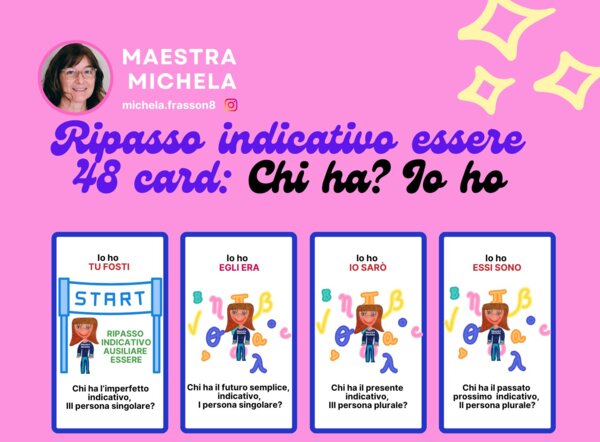 RIPASSO INDICATIVO AUSILIARE ESSERE CON LE CARD "CHI HA? IO HO"