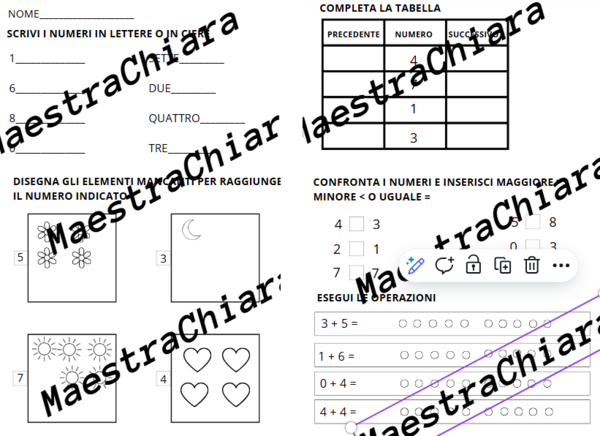 Verifica o esercitazione di matematica classe prima