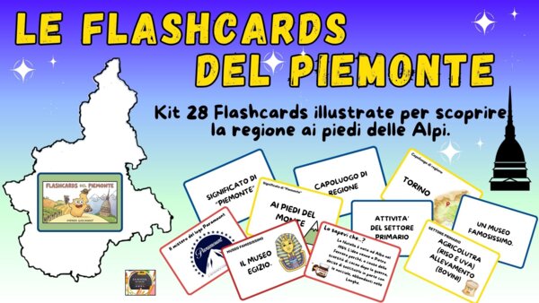 KIT 28 FLASHCARDS SUL PIEMONTE - le regioni italiane -