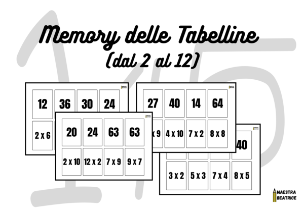 MEMORY DELLE TABELLINE DAL 2 AL 12