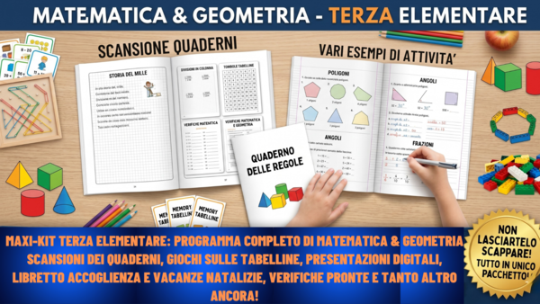 PROGRAMMA COMPLETO di matematica e geometria per la TERZA elementare
