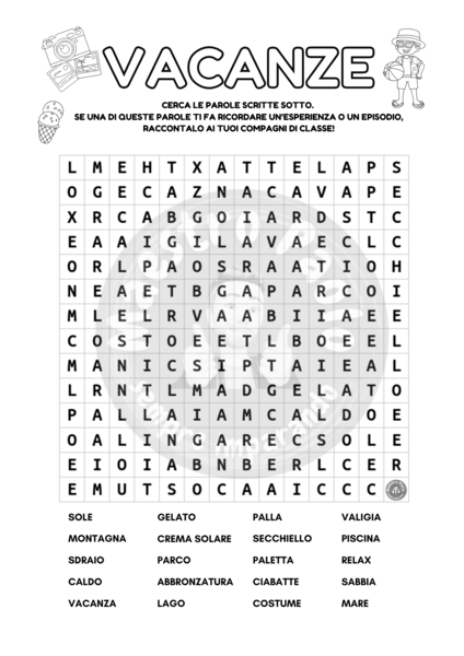 Word Search Vacanze - Back to school!