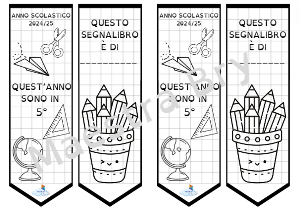 SEGNALIBRO " QUEST'ANNO SONO IN 5°"