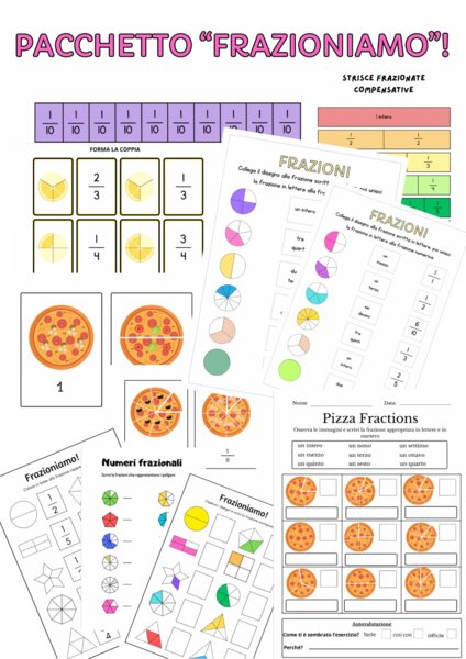 Pacchetto frazioni- 15 pdf con strumenti compensativi ed esercitazioni/prove di verifica
