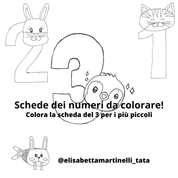Scheda didattica del 3 da colorare