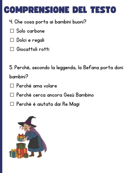 Comprensione del testo sulla Befana