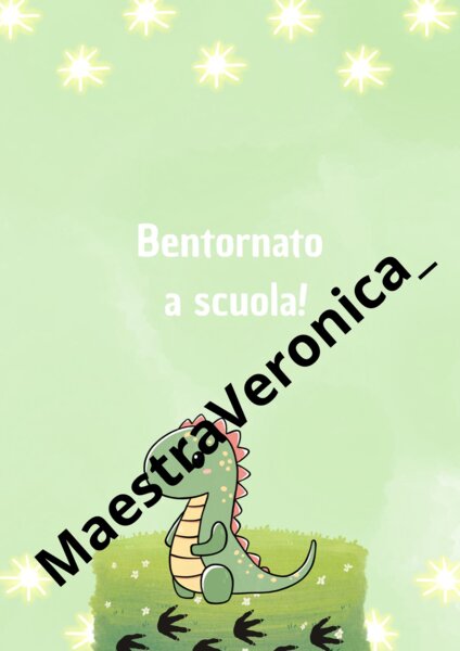 Segnalibro primo giorno di scuola dinosauro - accoglienza