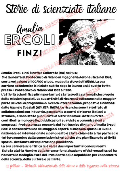 11 febbraio - giornata internazionale delle donne e delle ragazze nella scienza- Amalia Ercoli Finzi
