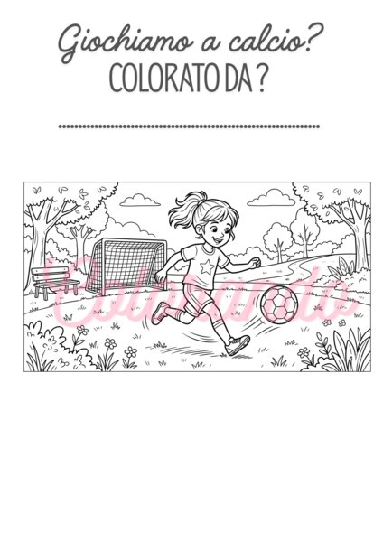 RAGAZZA CHE GIOCA A CALCIO DISEGNO DA COLORARE