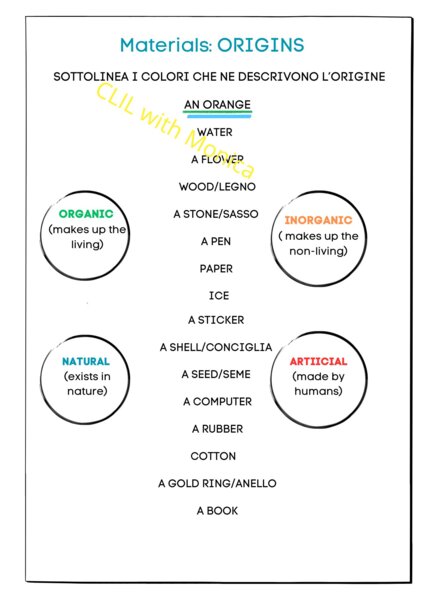 CLIL Scienze 3: proprietà dei materiali: - CLIL Science Year 3: properties of materials