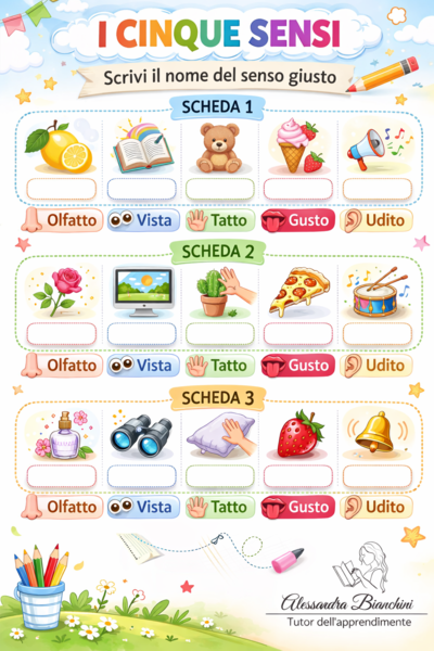 Scheda difatti sui 5 sensi