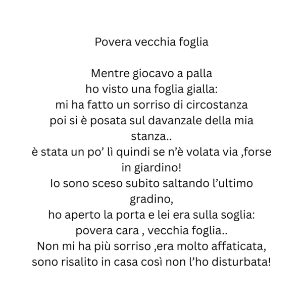 Povera vecchia foglia di Cabano Marzia
