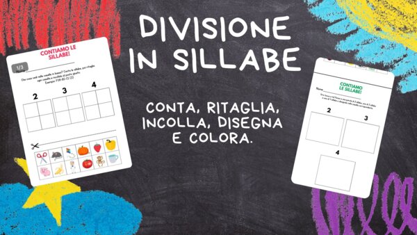 Divisione in sillabe - ritaglia, incolla, disegna e colora!