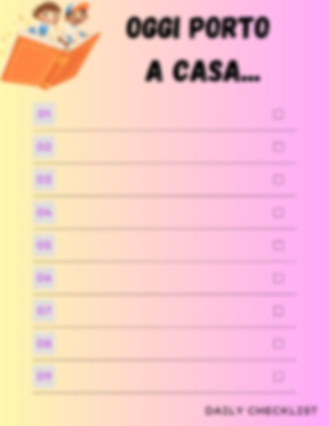 Check List dei compiti da portare a casa