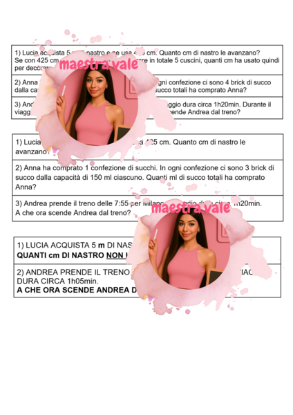 VERIFICA MATEMATICA - Problemi con equivalenze (su 3 livelli)