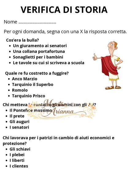 Verifica di storia sui Romani