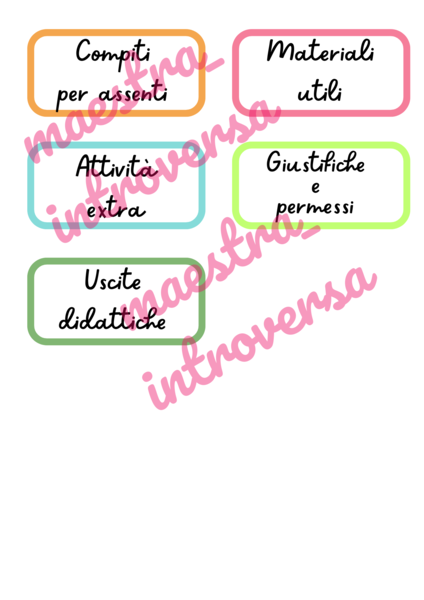 Etichette per organizzazione insegnante