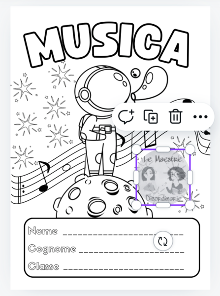 Copertina tema spaziale quaderno di musica
