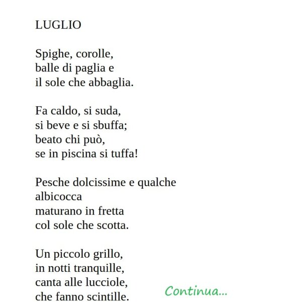 ASSOLATO LUGLIO - Poesia + IMMAGINE DA COLORARE