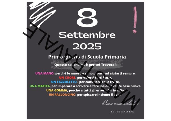 Sacchetto del Primo Giorno di Scuola Primaria