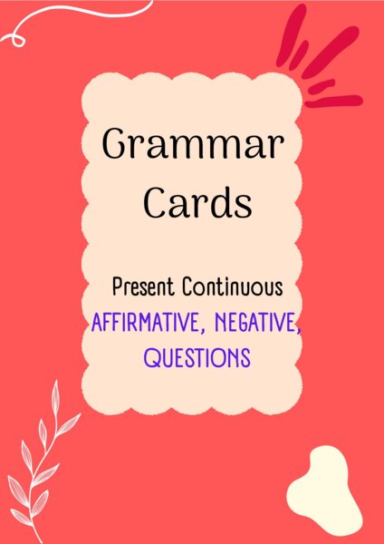 Present Continuous/ Speaking cards/ Speaking/ Set/ Package/ Conversations/ Grades 4-8/ Grades 4-6/ Grades 6-8/ Primary school/ Warm-up/ Speaking cards/ Grammar/ Grammar/ Speaking cards grammar / Grammar cards/ Presente continuo/ Schede parlanti/ Conversa