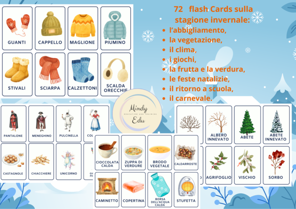 72 Flash Cards educative sulla stagione invernale