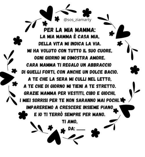 Biglietto+ poesia per la festa della mamma
