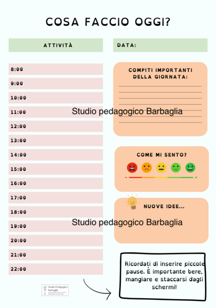 Planner giornaliero strutturato