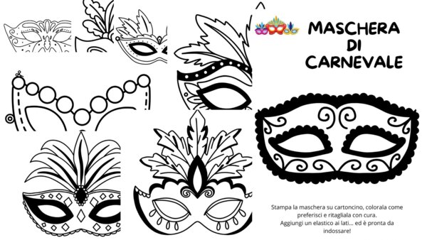 Maschere di Carnevale da colorare e ritagliare