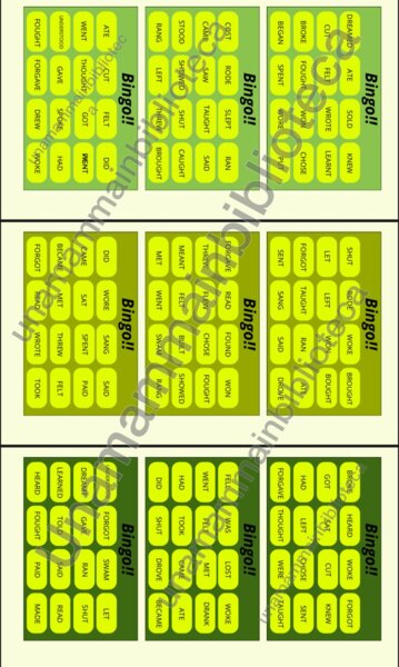 verbi irregolari Inglese ( BINGO!)